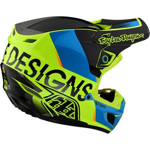 New Troy Lee Designs SE5 Motocross / Dirt Bike Helmet, Blue / Hi-Vis Yellow, 2XL