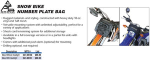 SKINZ Snow Bike Number Plate Bag For Bikes With Headlights